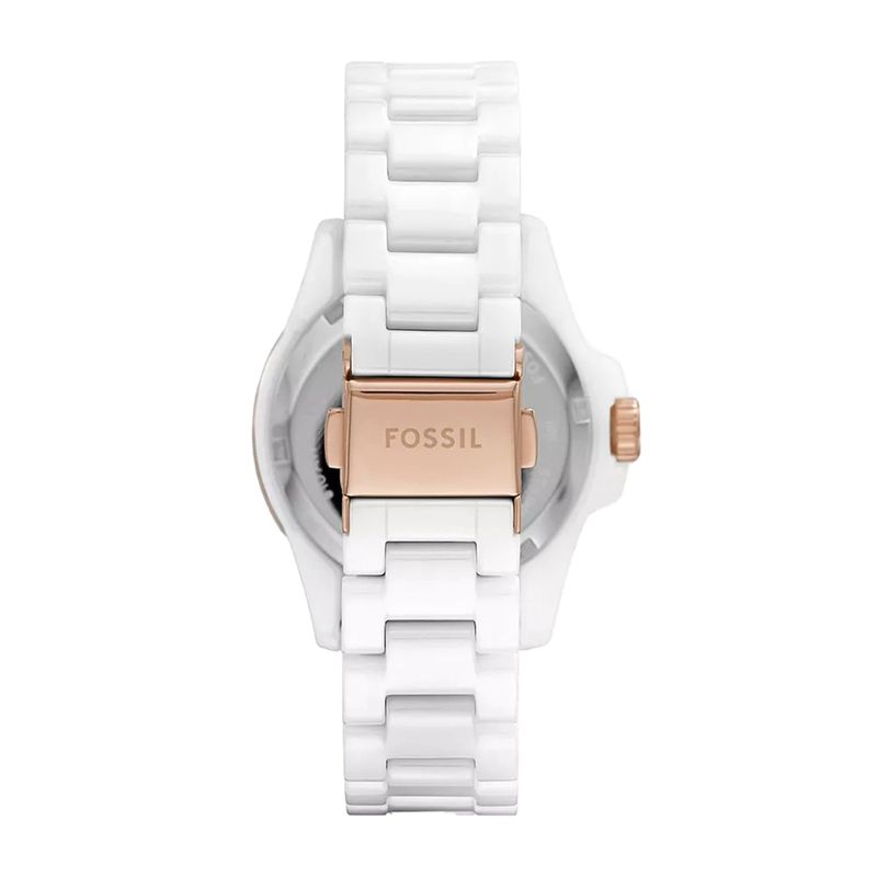 Reloj Fossil analogo acrilico blanco para mujer