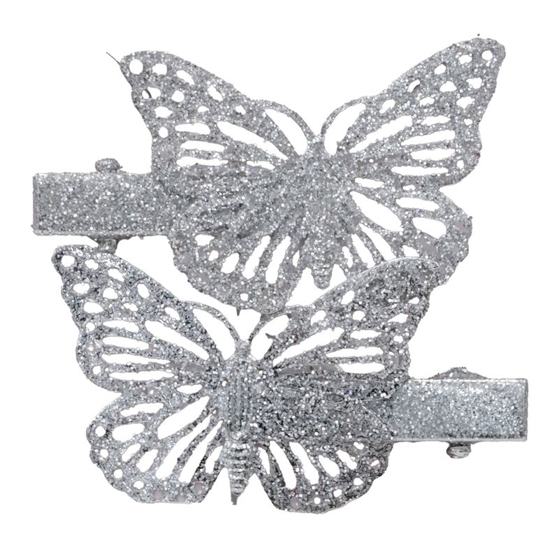Set-de-6-clips-plateado-solido-para-niña--surtido-