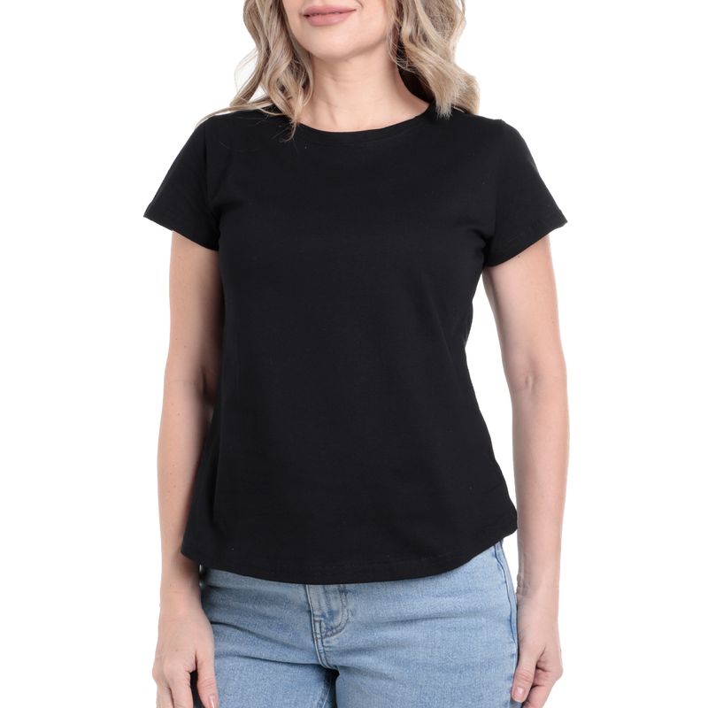 Camiseta Nicolle negra manga corta para mujer