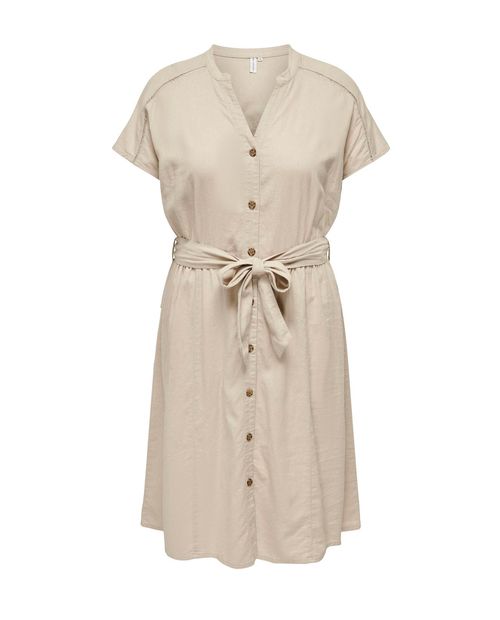 Vestido Only Carmakoma casual beige manga corta para mujer