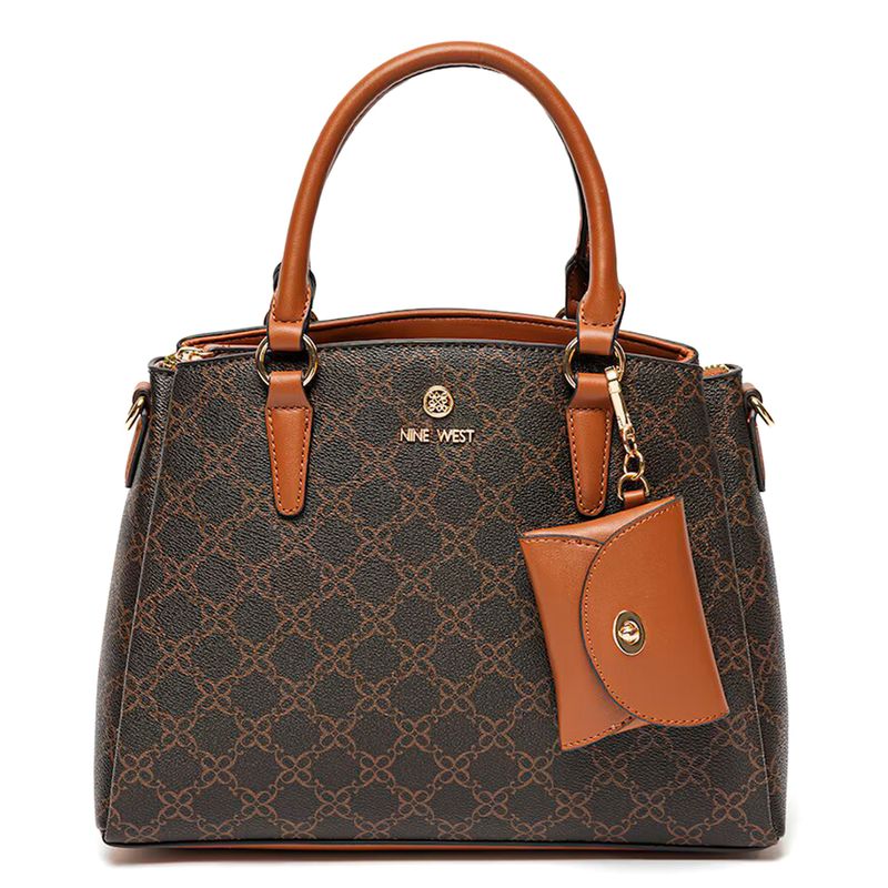 Cartera satchel Nine West Siera color cafe para mujer