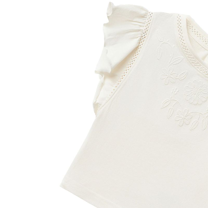 Blusa medieval Kalina, color crema, en algodón