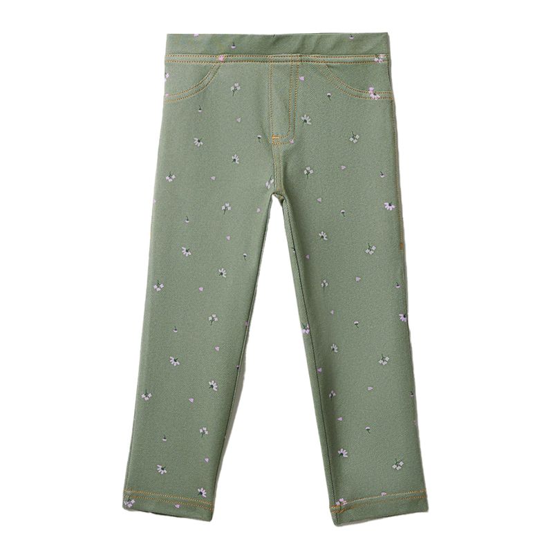 Legging-verde-con-estampado-de-flores-para-niña