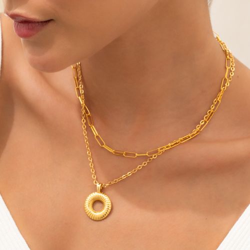 Set de collar + aretes con baño de oro para mujer