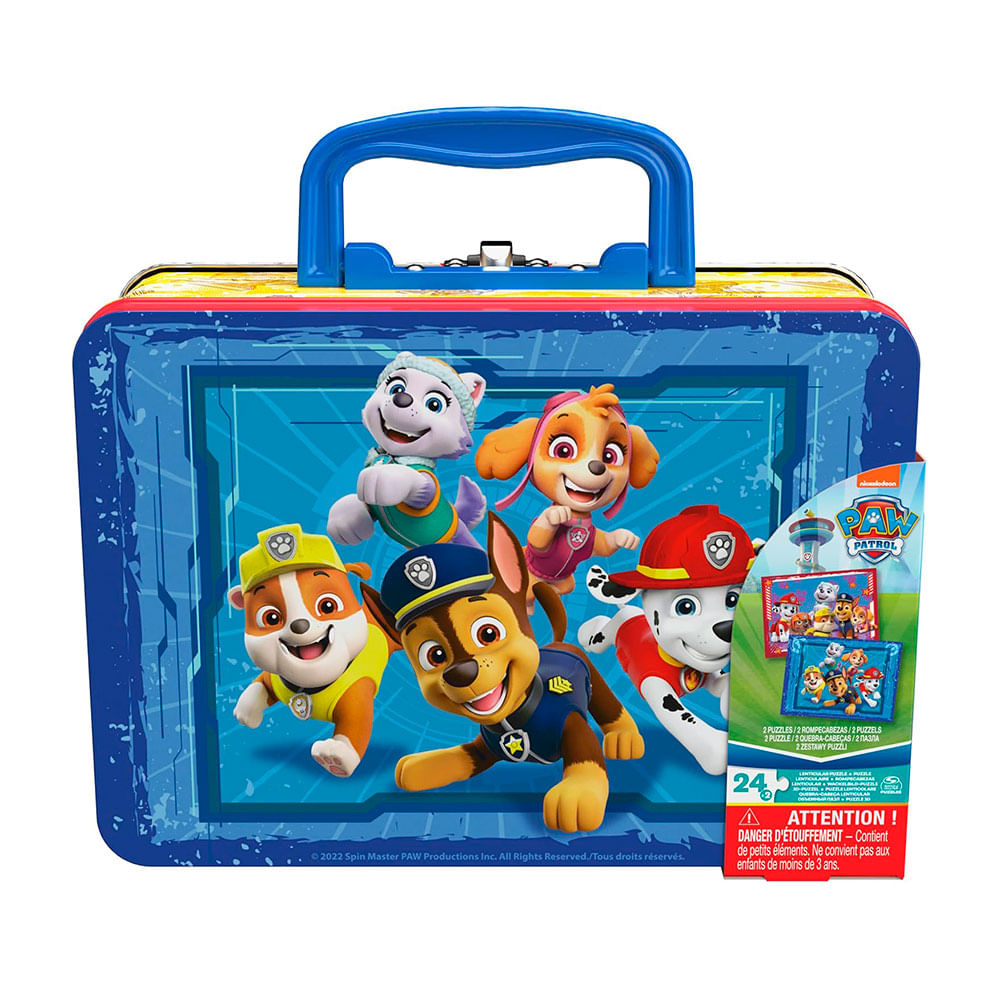 Paw patrol set 2 rompecabezas lenticulares lata 24 pzs