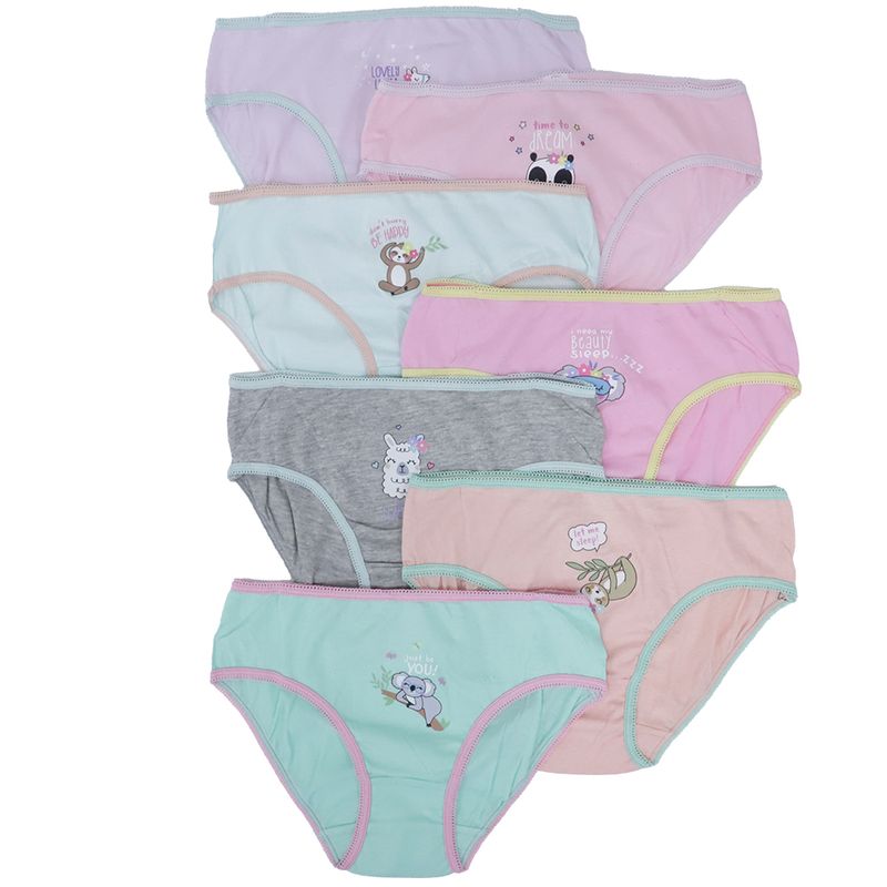 Set de 7 piezas ropa interior multicolor con estampado para niña