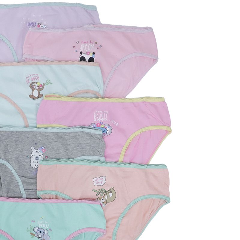 Set de 7 piezas ropa interior multicolor con estampado para niña