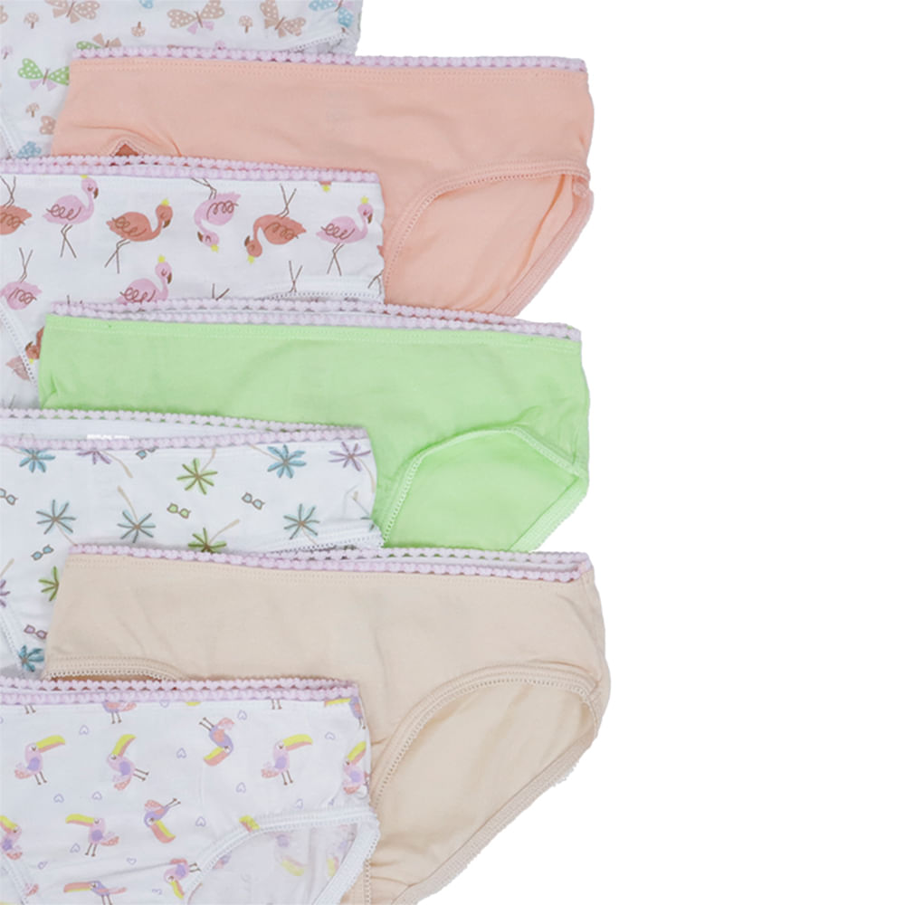 Set de 7 piezas ropa interior multicolor con estampado para niña