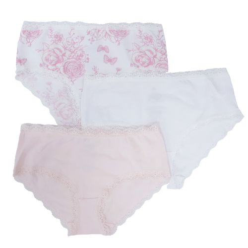 Set de 3 piezas ropa interior bicolor sólido para niña