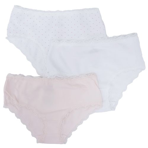 Set de 3 piezas ropa interior bicolor sólido para niña