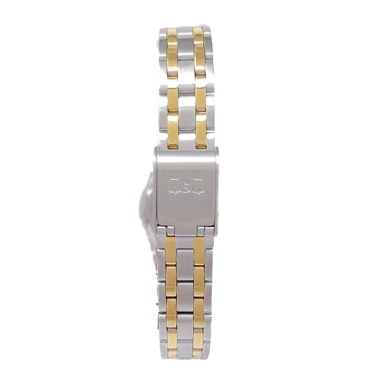 Reloj Q Q analogo de metal bicolor para mujer