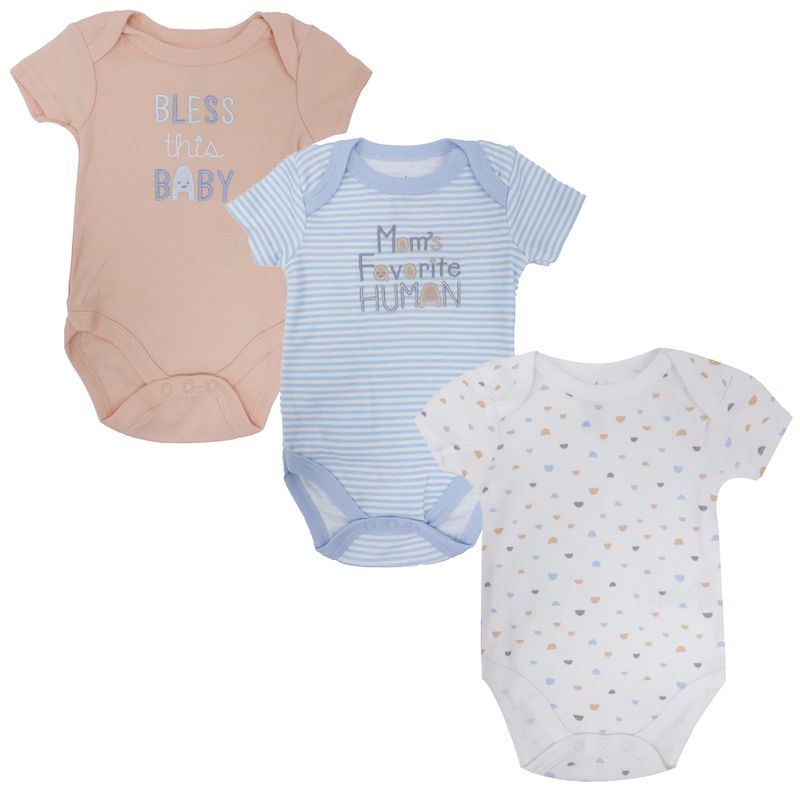Set de 3 mamelucos multicolor a rayas para bebe nino