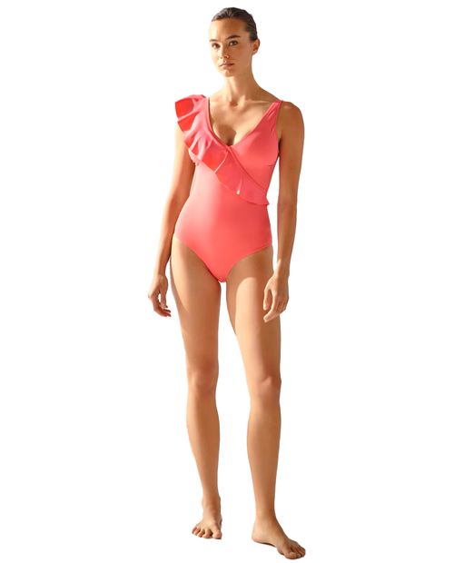 Traje de baño Enfasis rosado de tirantes para mujer