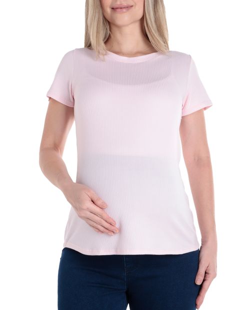 Camiseta Sabrina maternal rosada manga corta para mujer