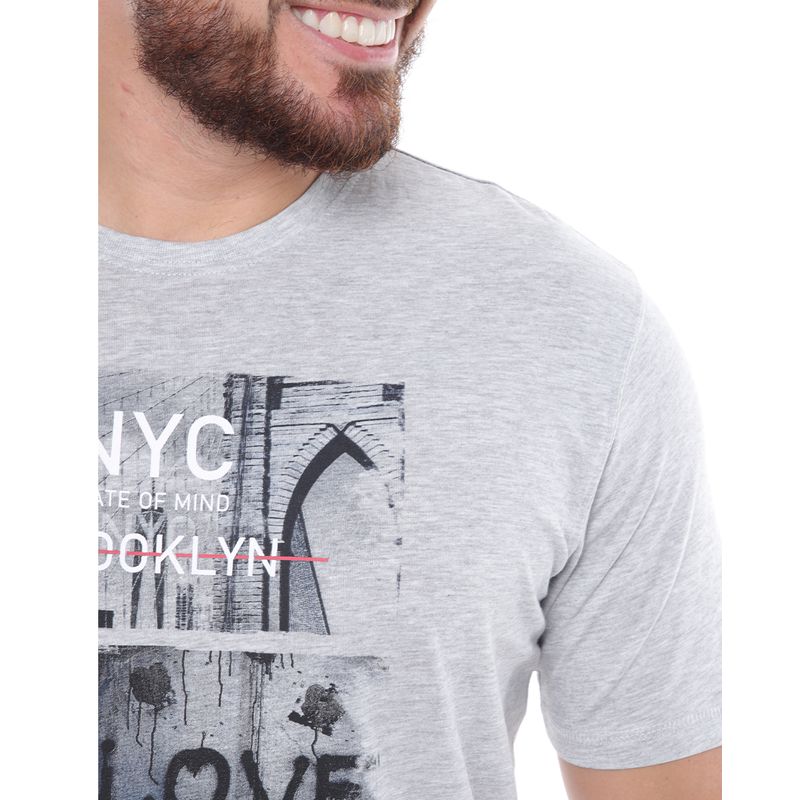 Camiseta Easy Wear gris estampada Brooklyn para hombre