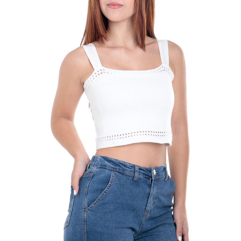 Blusa blanca crop shops