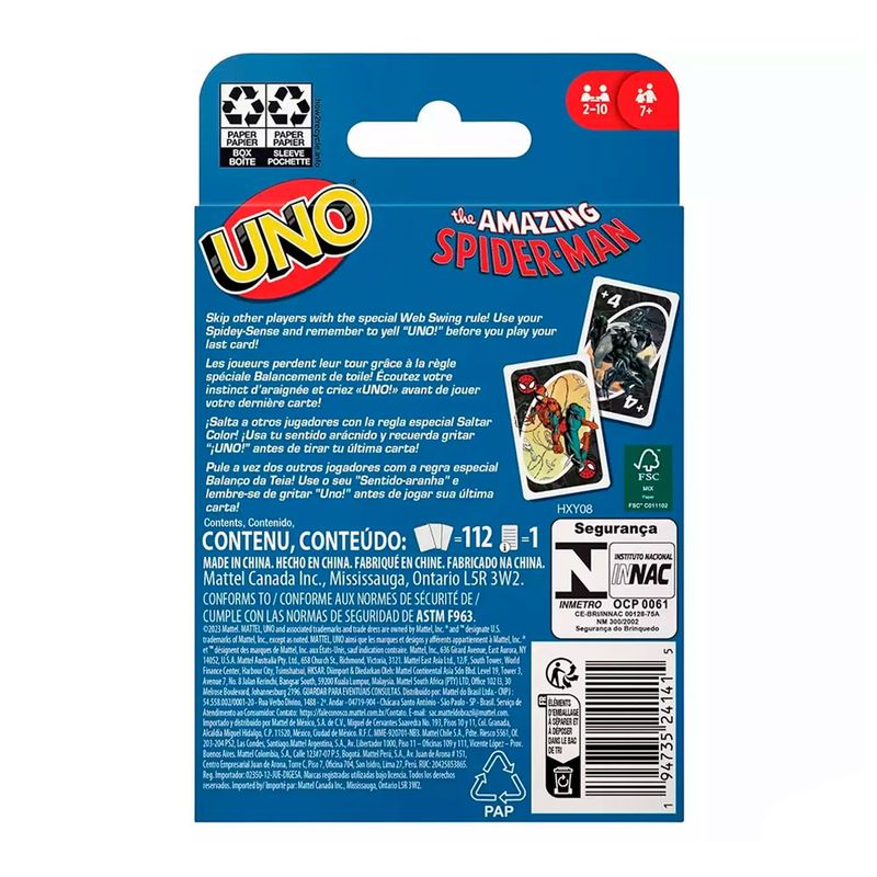 UNO Juego de Cartas Marvel Spiderman Siman Guatemala