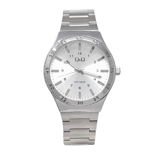 Reloj Q&Q análogo de metal en plateado para hombre