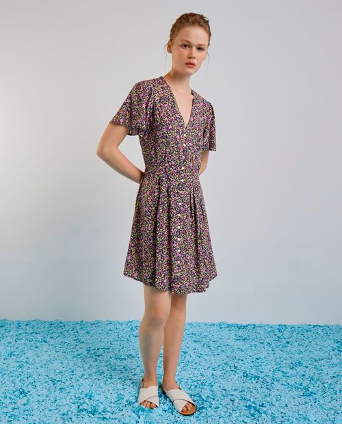 Vestido Easy Wear casual estampado manga corta para mujer