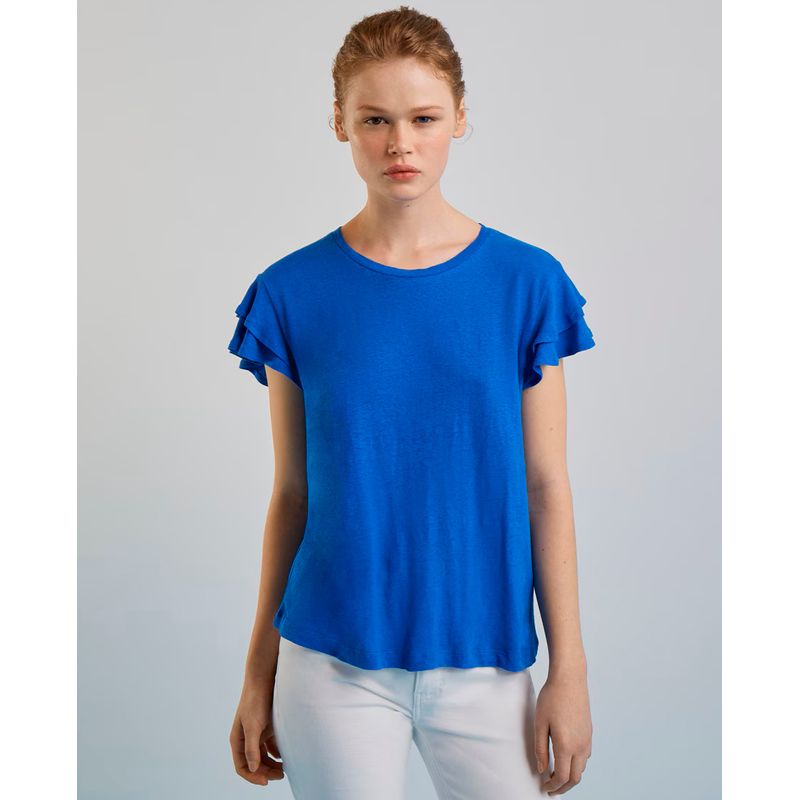 Blusa Easy Wear casual azul manga corta para mujer