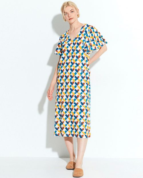 Vestido Sfera midi estampado manga corta para mujer