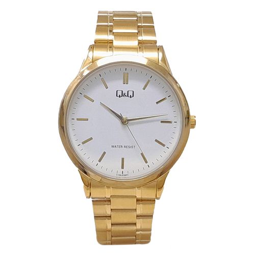 Reloj Q&Q análogo de metal  dorado para hombre