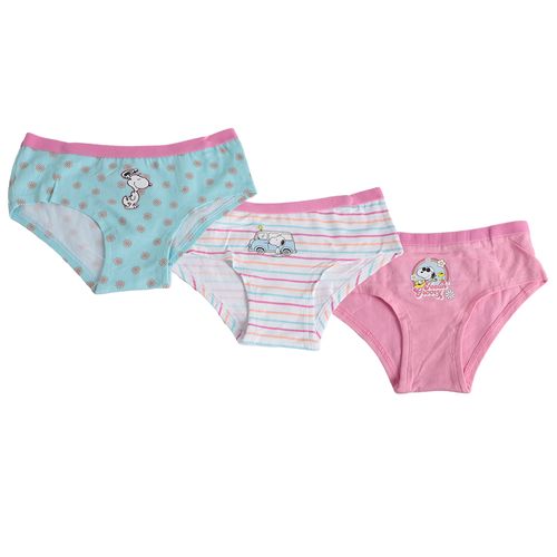Set de 3 piezas ropa interior multicolor con estampado de snoopy para niña