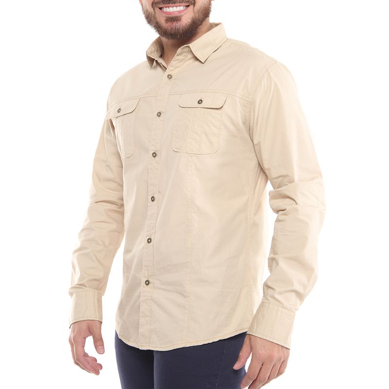 Camisa casual Unexpected beige solida para hombre