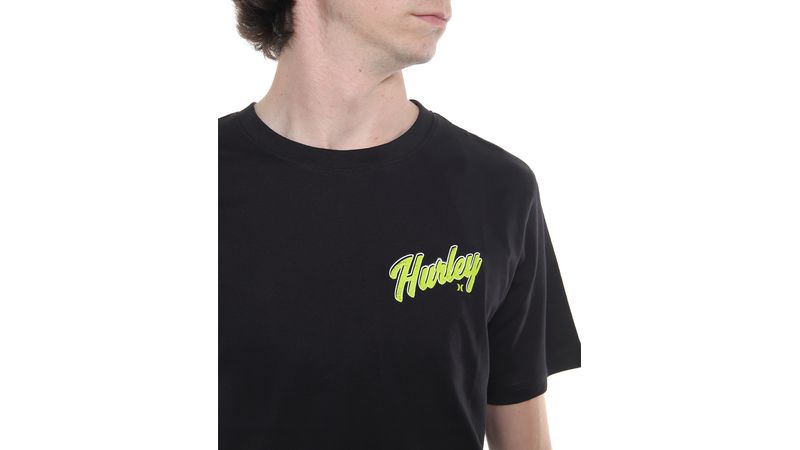 Camiseta Hurley negra estampada motocicleta para hombre