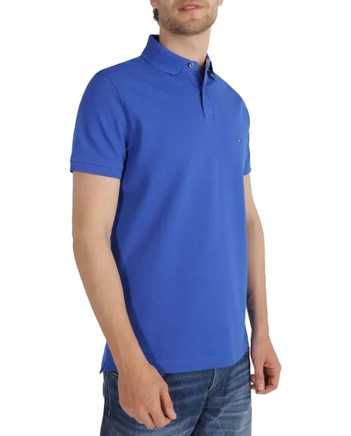 Camisa polo básica Tommy Hilfiger azul sólida para hombre