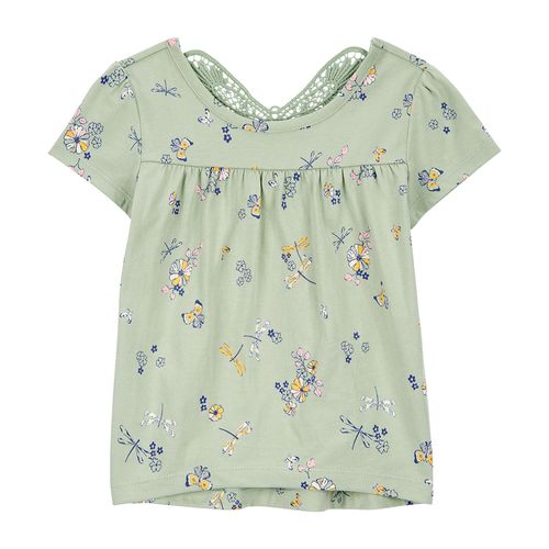 Blusa verde con estampado de flores para niña