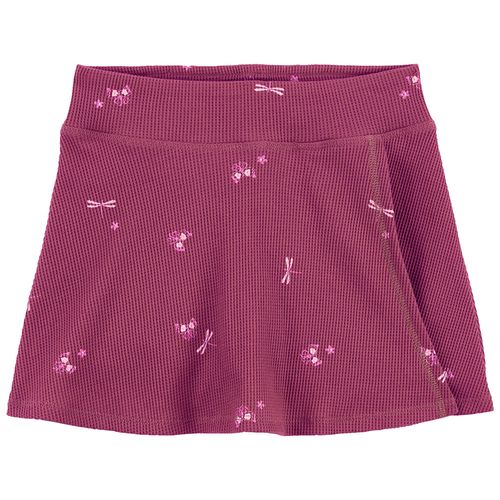 Falda short morada con estampado floral para niña