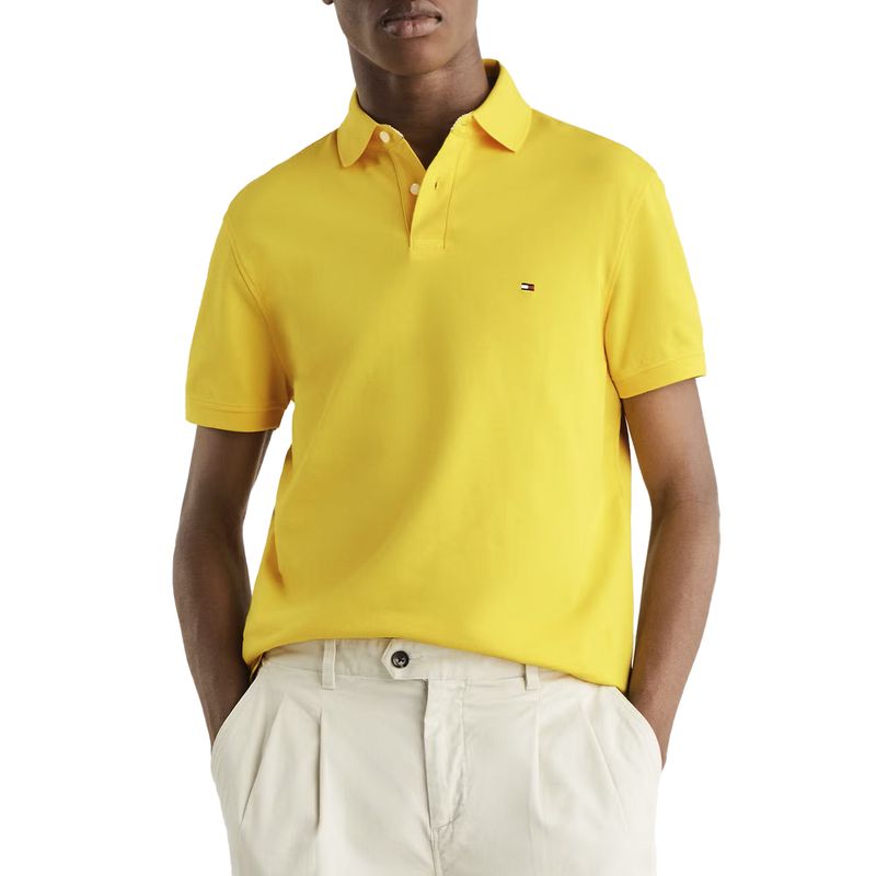 Camisa polo basica Tommy Hilfiger amarilla para hombre