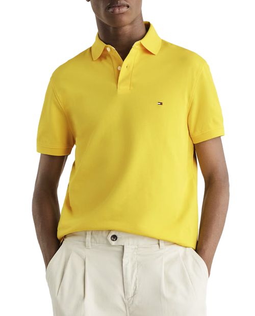 Camisa polo básica Tommy Hilfiger amarilla para hombre
