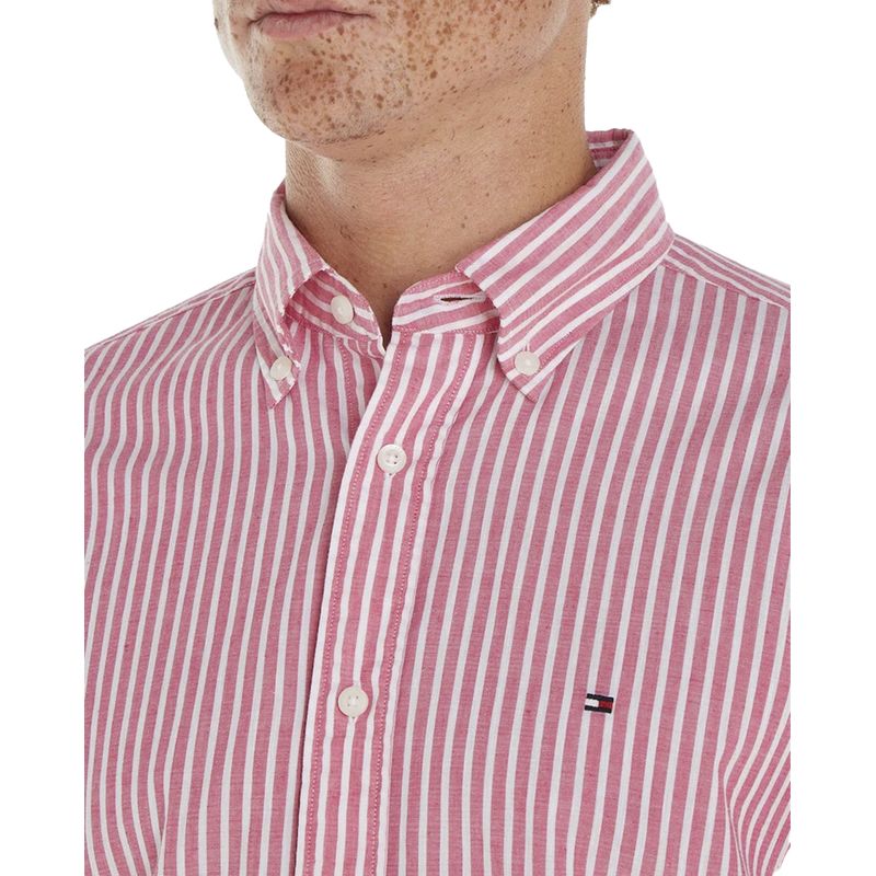 Camisa casual Tommy Hilfiger rosada rayada para hombre