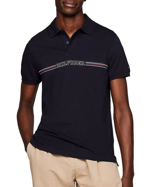 Polo texturizado Tommy Hilfiger negro para hombre