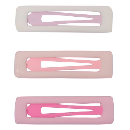 Set de 3 clips rosados sólido para niña