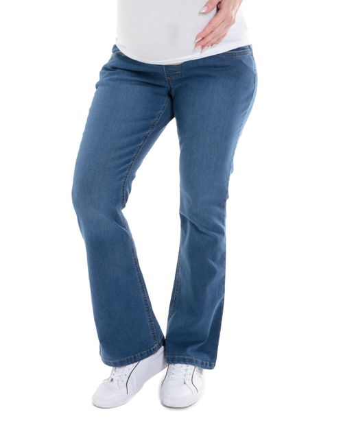 Jeans maternal Sabrina flare lavado medio de cintura alta para mujer