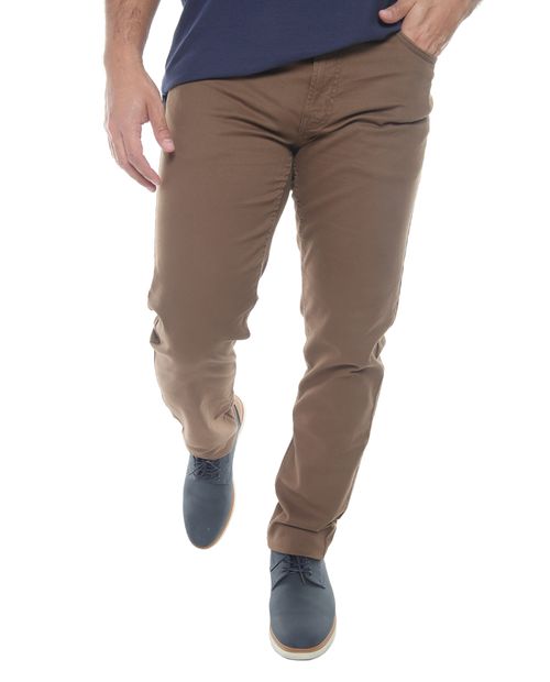 Pantalón Izod slim fit café sólido para hombre