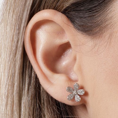 Aretes cortos de plata plateados para mujer