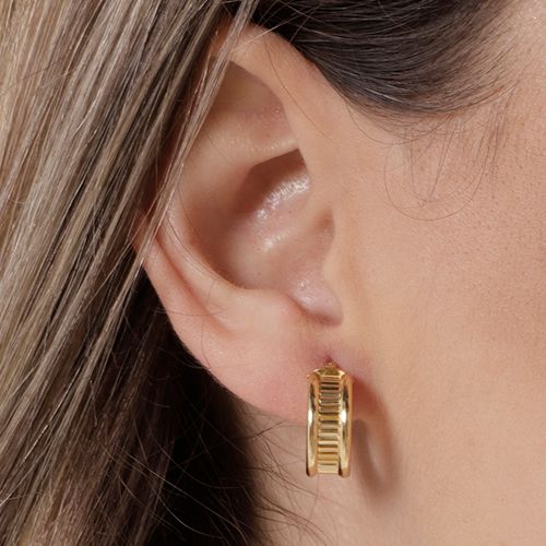 Aretes cortos de plata color dorado para mujer