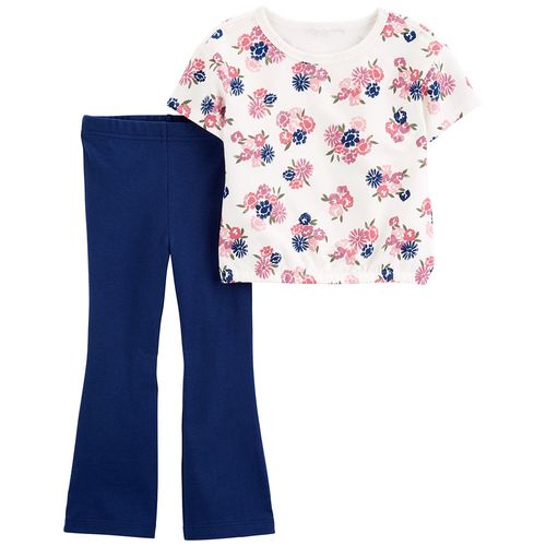 Conjunto de 2 piezas bicolor con estampado de flores para niña