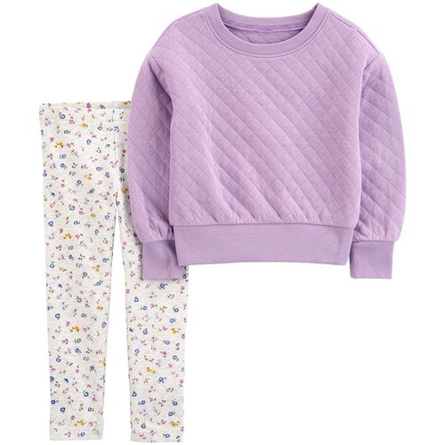 Conjunto de 2 piezas bicolor con estampado de flores para niña