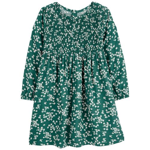 Vestido verde con estamapado floral para niña