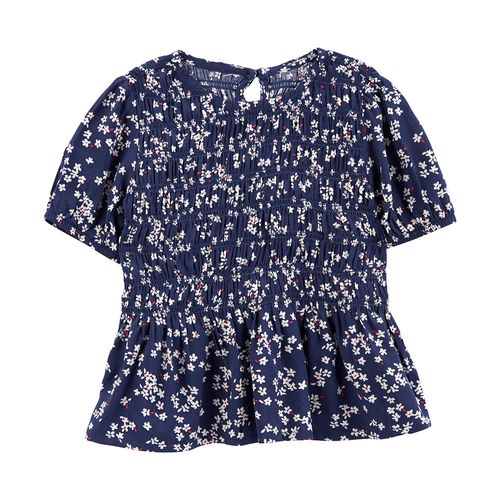 Blusa azul con estampado floral para niña