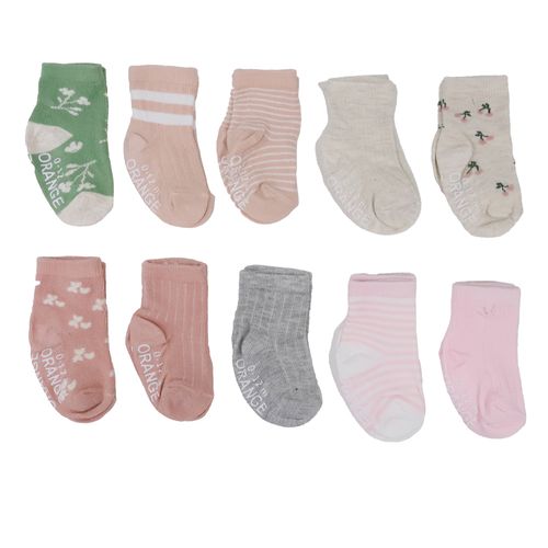 Set de 10 pares de calcetas multicolor con estampado para bebé niña