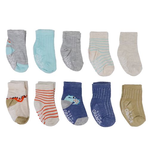 Set de 10 pares de calcetas multicolor con estampado para bebé niño