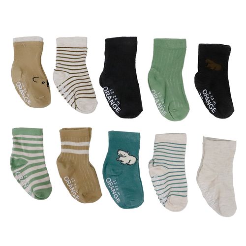 Set de 10 pares de calcetas multicolor con estampado para bebé niño