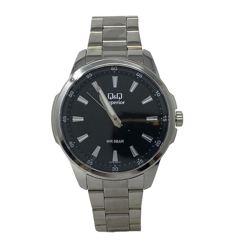 Reloj Q Q analogo de metal en plateado para hombre