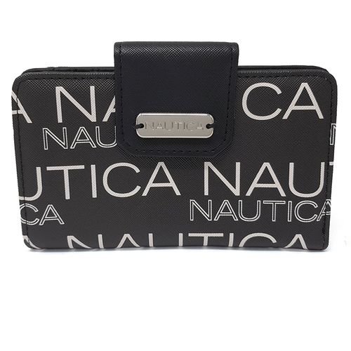 Billetera flap Nautica color negro para mujer